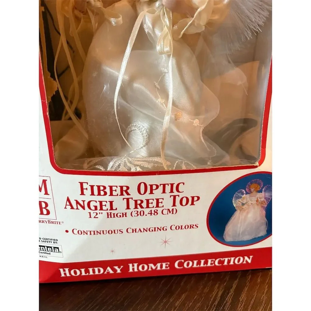 Vintage Fiber Optic Porcelain Angel‎ Tree Topper 12